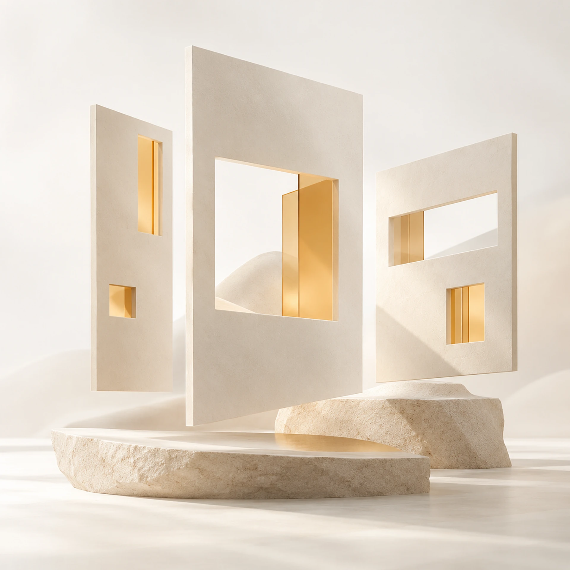 Composition de pages en céramique ivoire et verre ambré